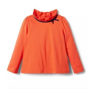 Janie and Jack 100047194 Orange and NavyRuffle Collar Bow Jersey Top size 12 NWT